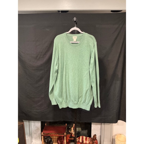 LLBean Mens XXL Tall Cashmere Blend Green Crew Neck Long Sleeve Sweater - Picture 5 of 8